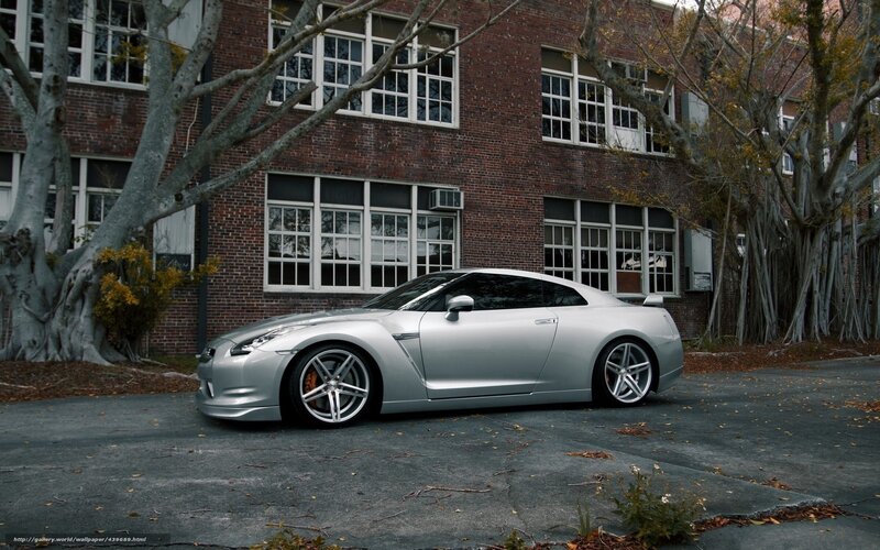Silver Nissan GT-R parked
