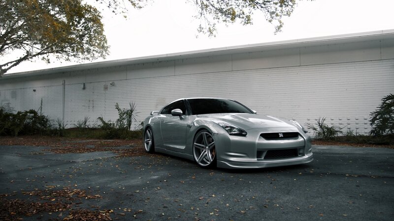 silver nissan gt-r parked