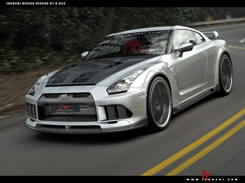 Silver Nissan GT-R R35 on road
