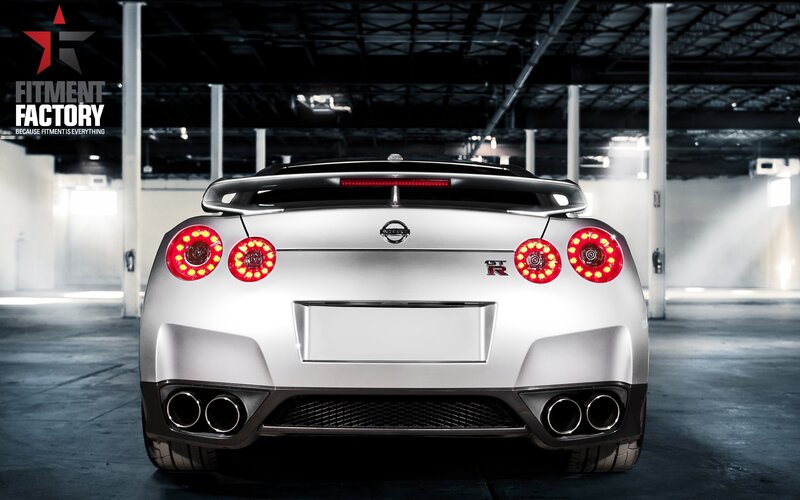 Silver Nissan GT-R rear view