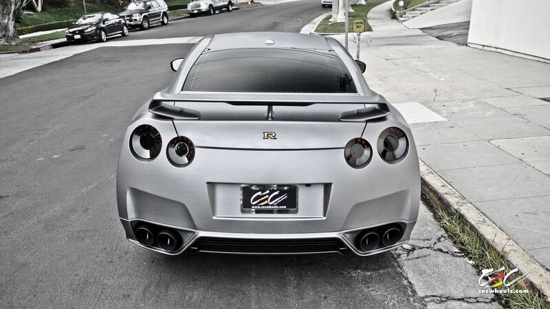 silver nissan gt-r rear view