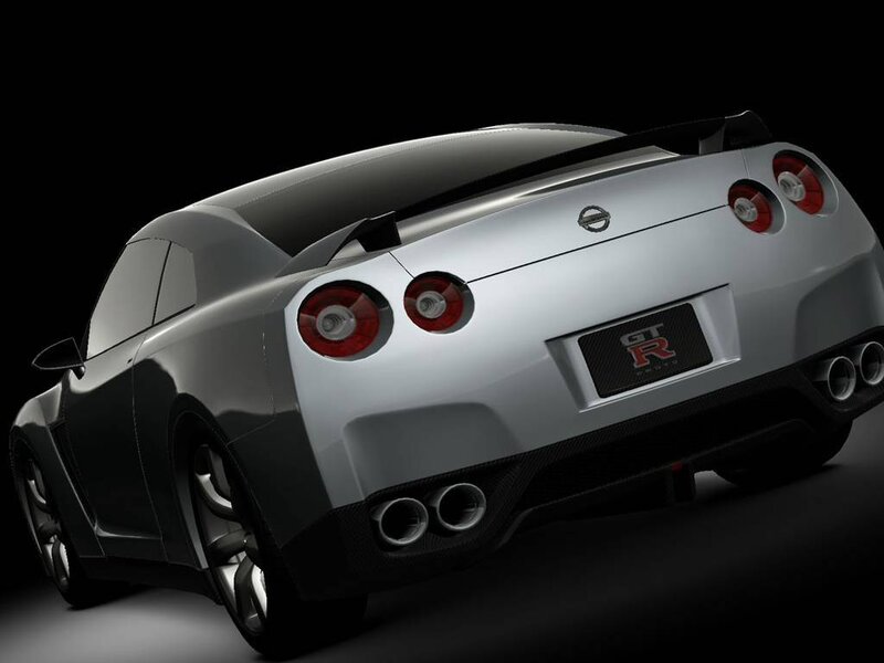 silver nissan gt-r rear view