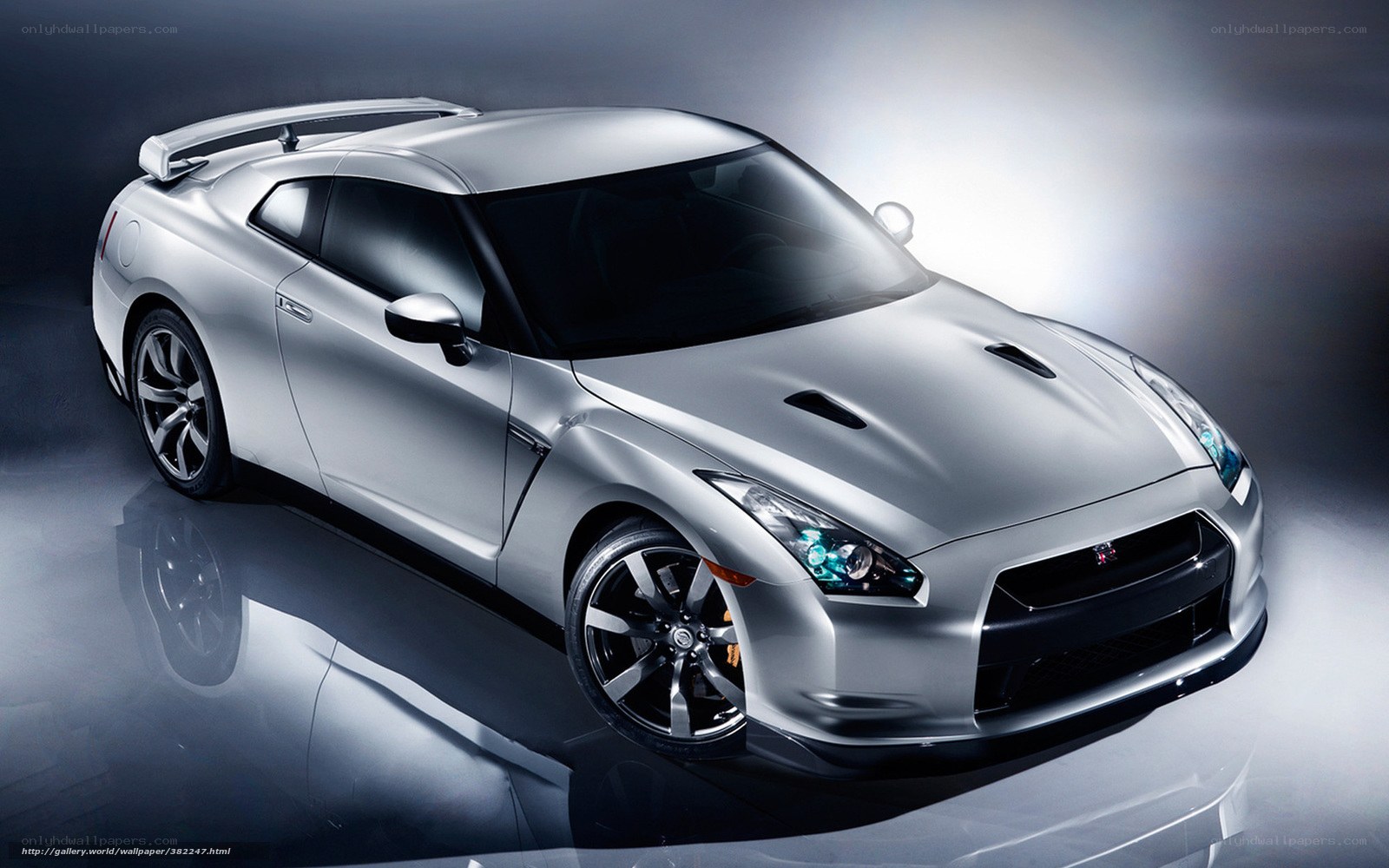 Silver Nissan GT-R sports car