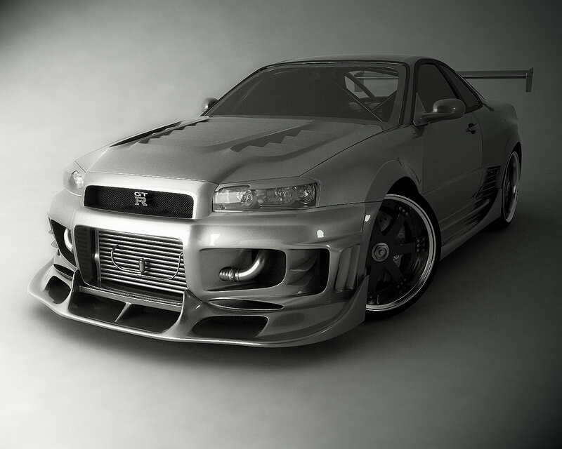 silver nissan gt-r sports car