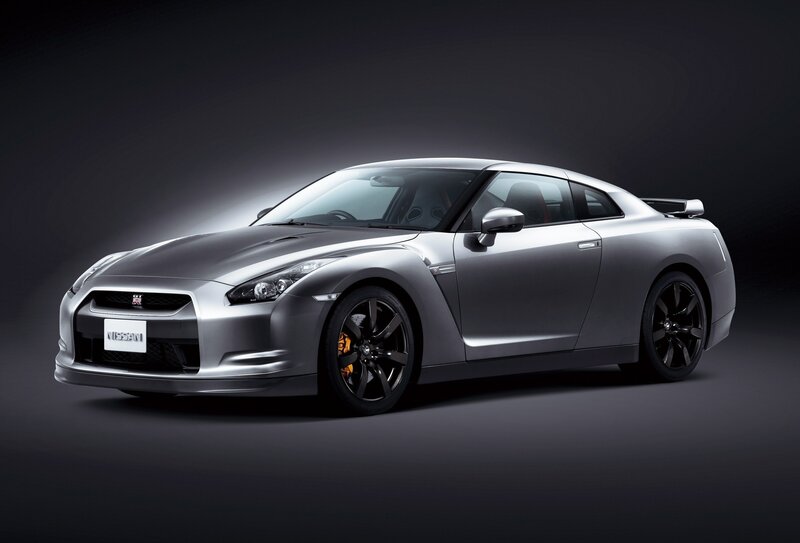 Silver Nissan GT-R sports car