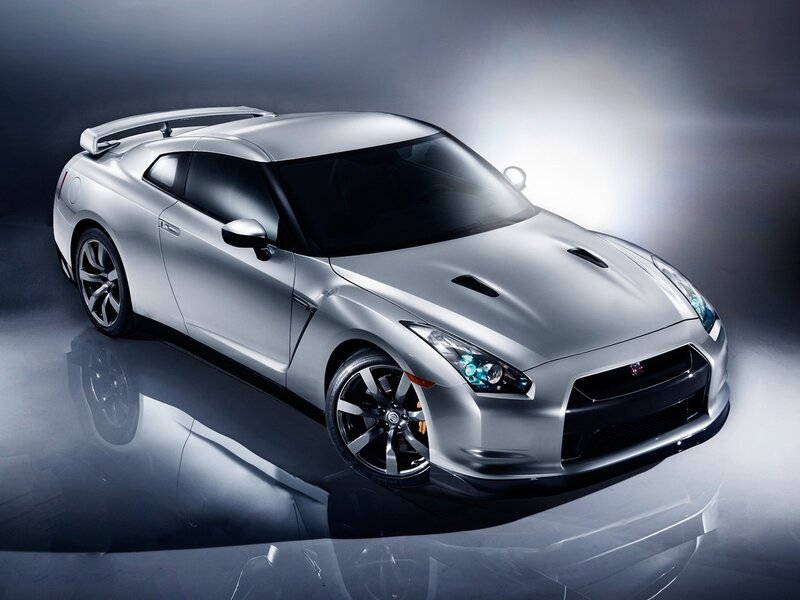 Silver Nissan GT-R sports car