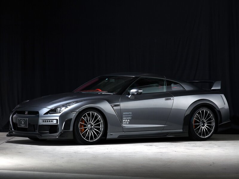 Silver Nissan GT-R sports car