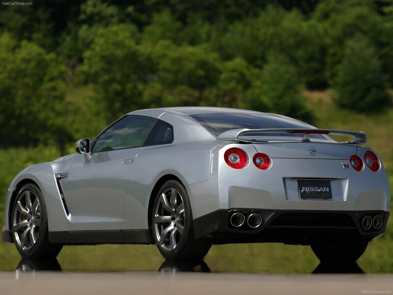 Silver Nissan GT-R sports car