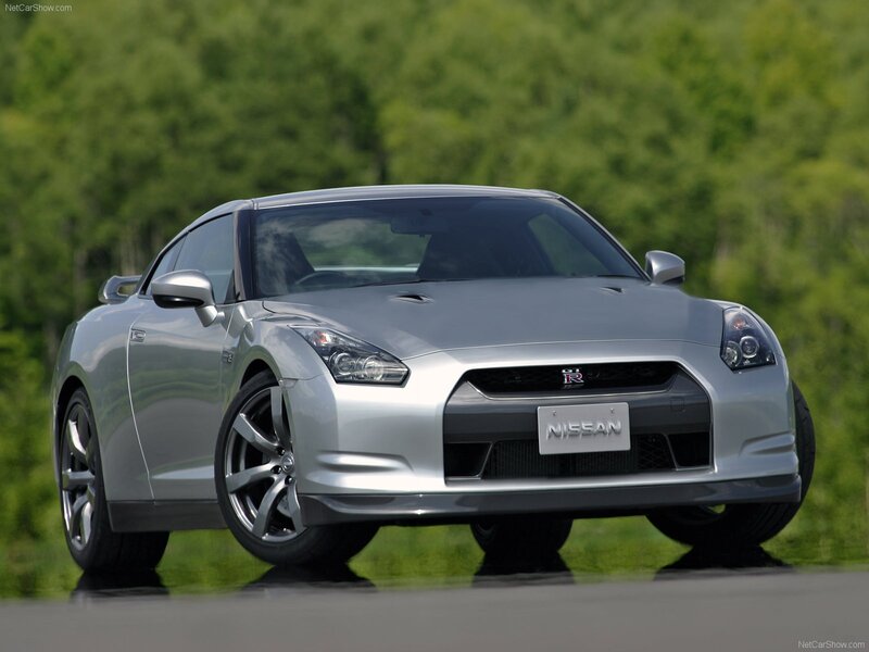 Silver Nissan GT-R sports car