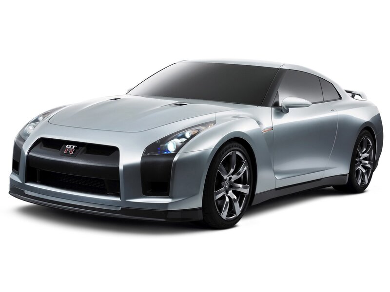 Silver Nissan GT-R sports car