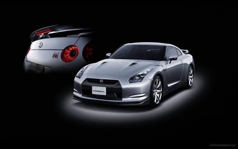 Silver Nissan GT-R sports car