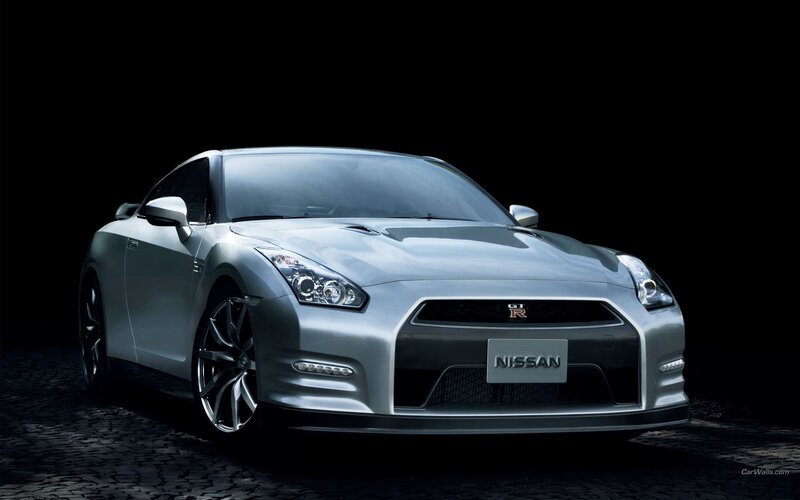 Silver Nissan GT-R sports car