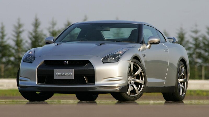 Silver Nissan GT-R sports car