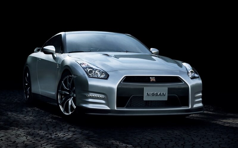 Silver Nissan GT-R sports car
