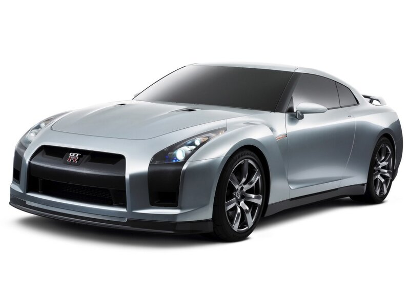 Silver Nissan GT-R sports car