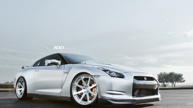 Silver Nissan GT-R with ADV.1 wheels