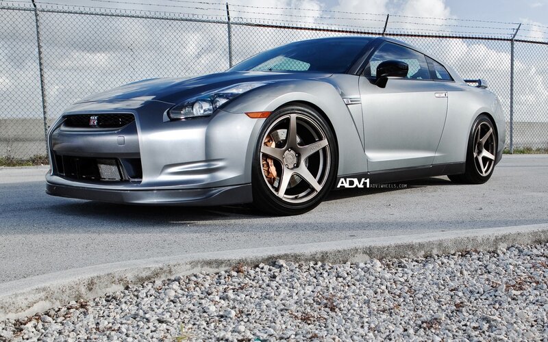 Silver Nissan GT-R with ADV1 wheels
