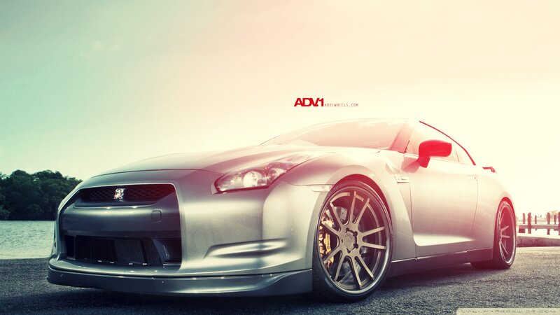 silver nissan gt-r with adv1 wheels