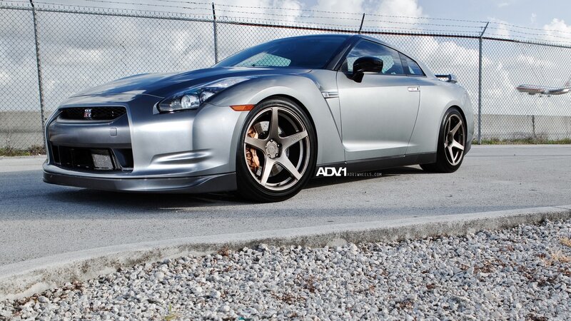 silver nissan gt-r with custom wheels