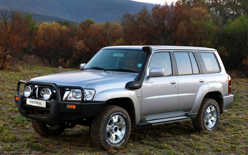 Silver Nissan Patrol in a field