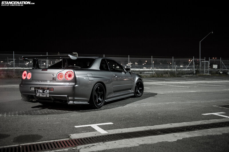 Silver Nissan Skyline — Gray, Dramatic