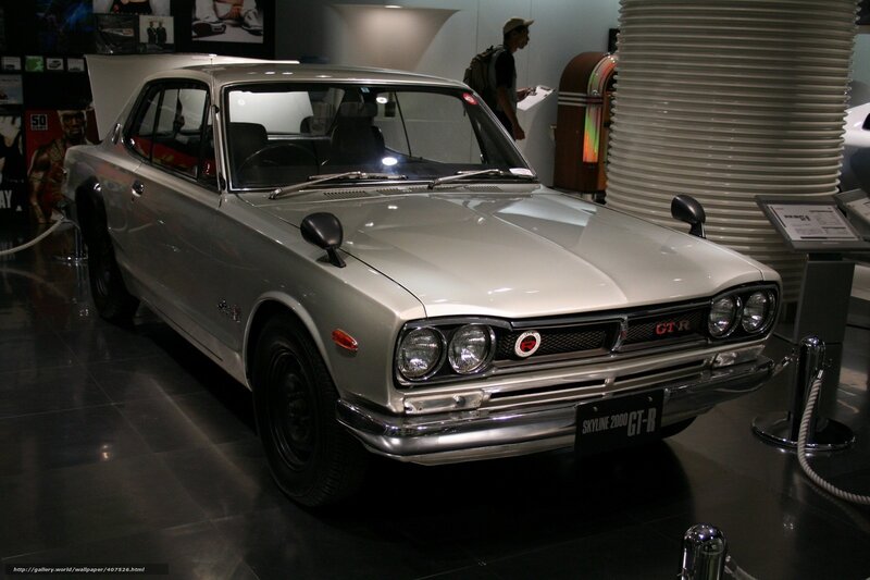 Silver Nissan Skyline GT-R on display
