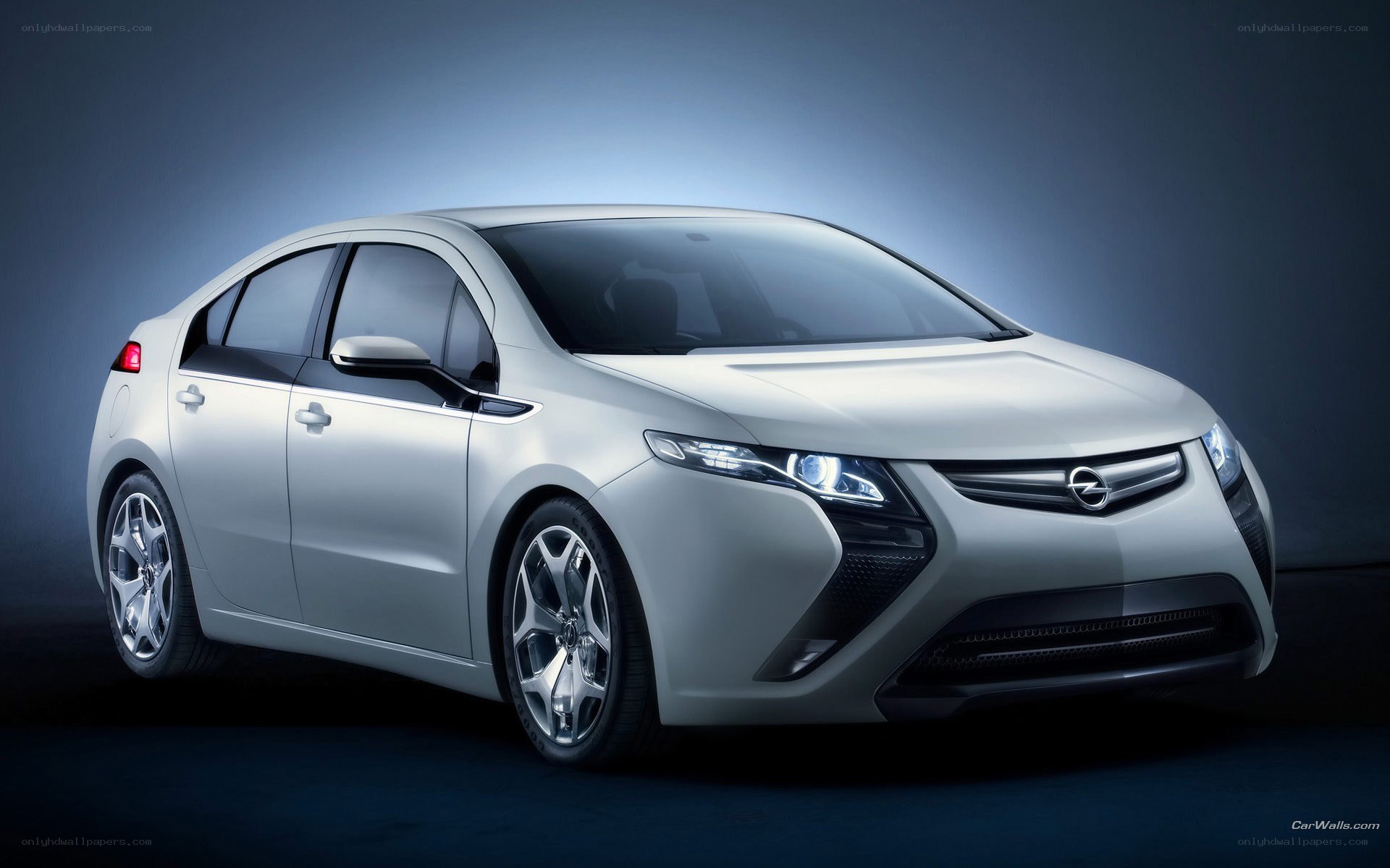 silver opel ampera concept car
