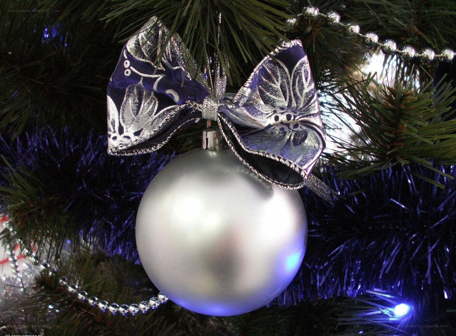 silver ornament on christmas tree
