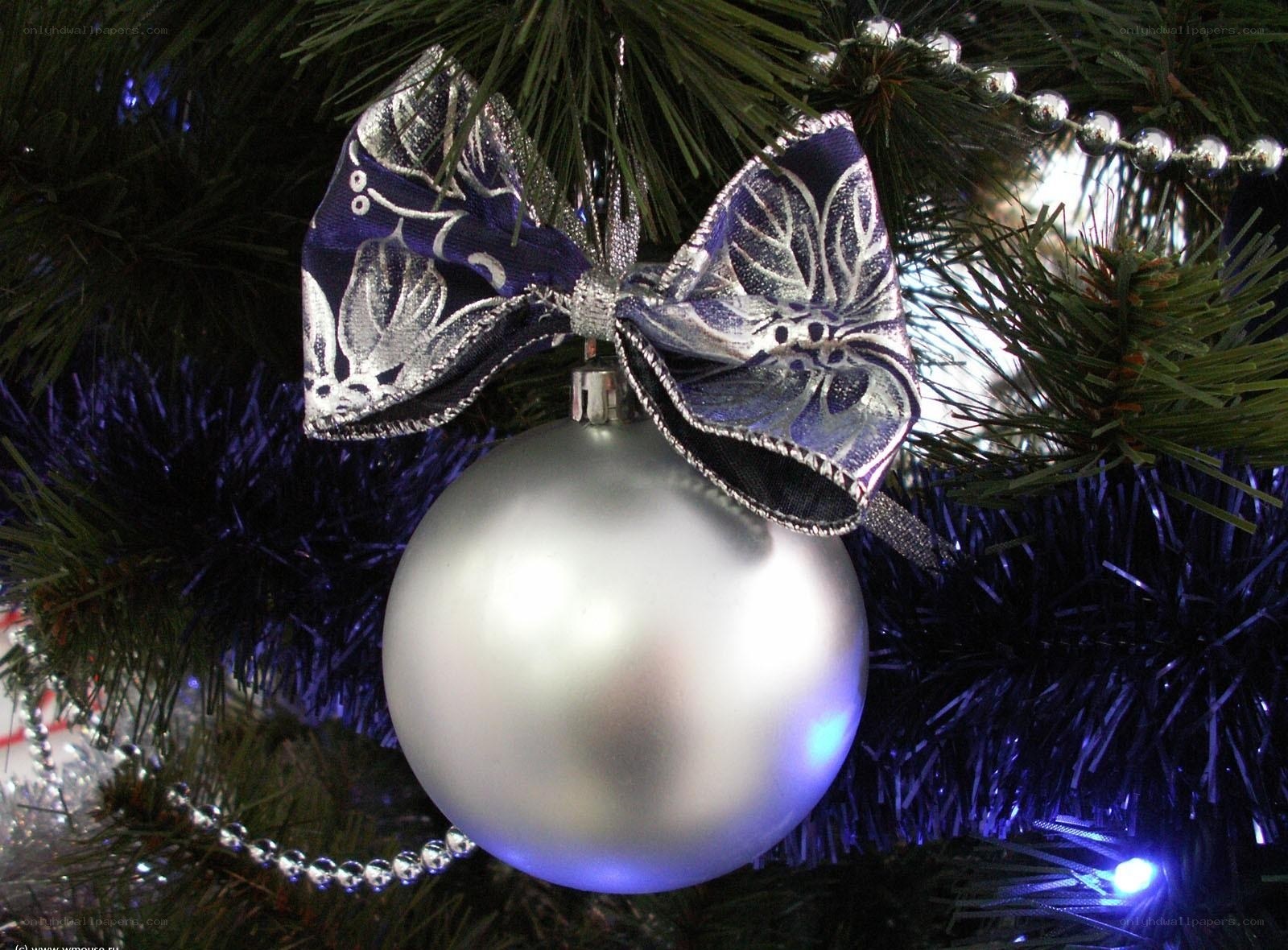 silver ornament on christmas tree