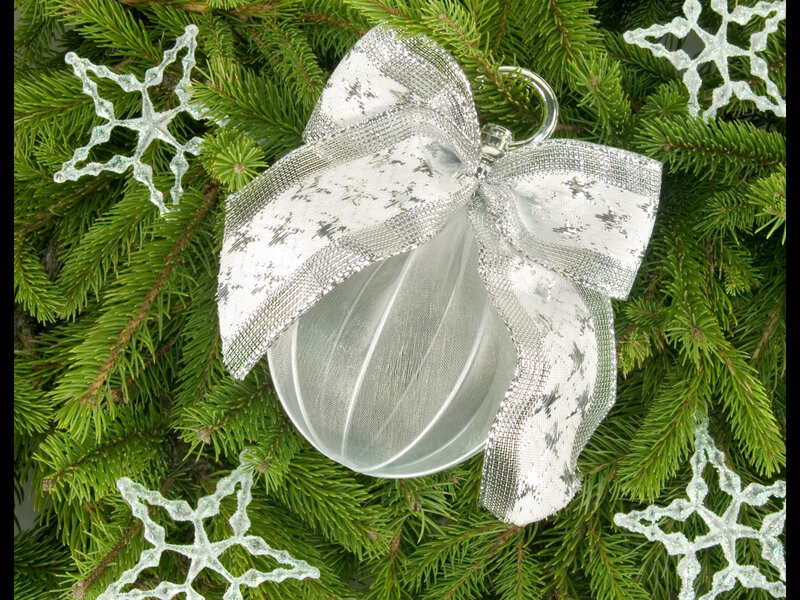 Silver Ornament on Pine