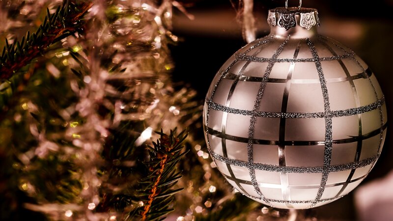 Silver Ornament on Tree — Festive, Winter