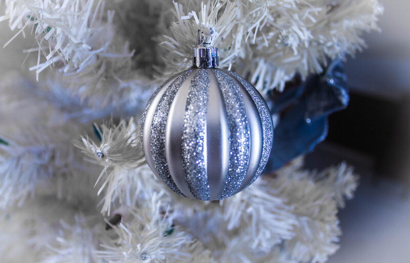 Silver Ornament on Tree — White