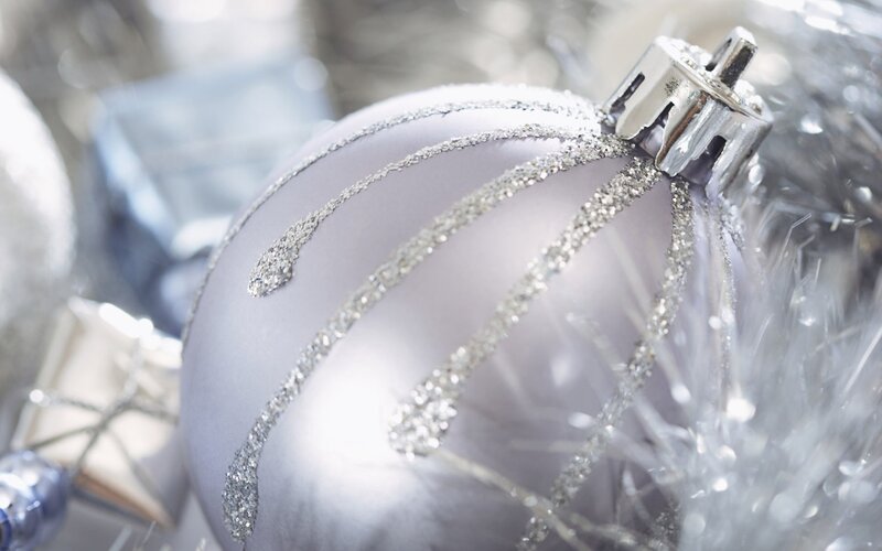 Silver Ornament with Glitter — Festive