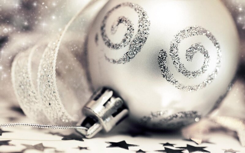 Silver Ornament with Glitter