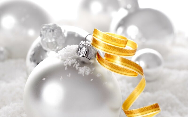 Silver Ornament with Gold Ribbon