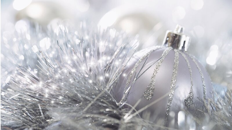 Silver Ornament with Tinsel — Festive