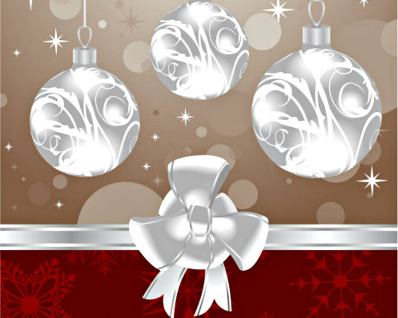 Silver Ornaments and Bow