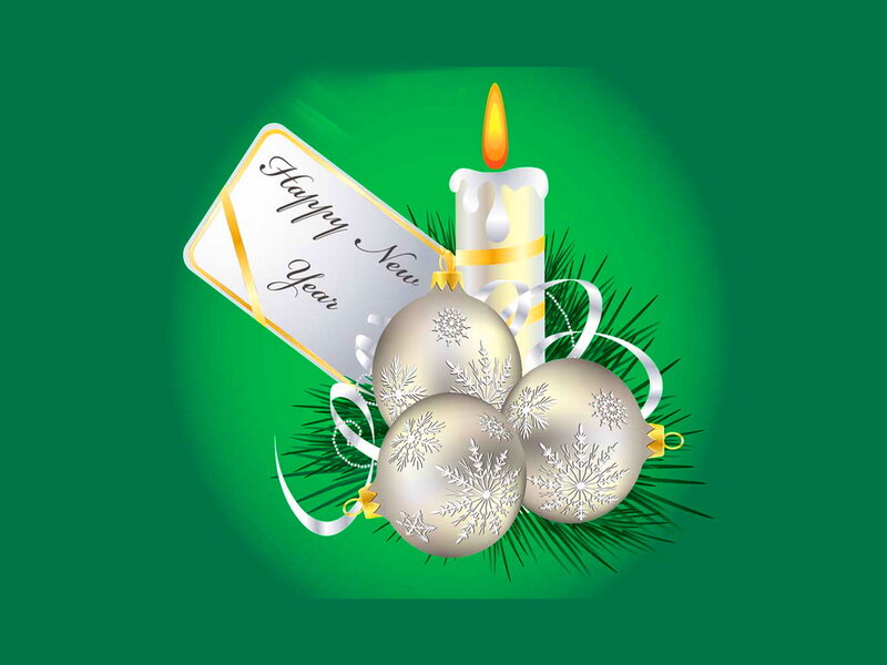 Silver Ornaments and Candle