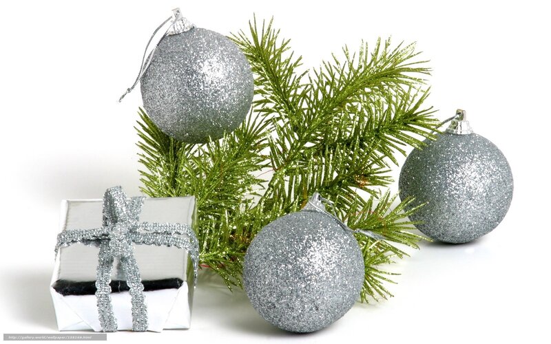 silver ornaments and gift