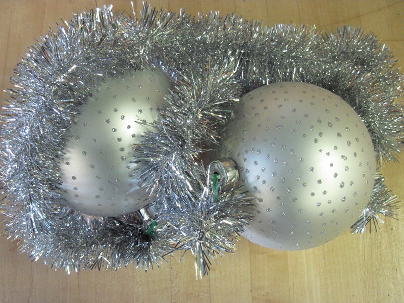 Silver Ornaments and Tinsel