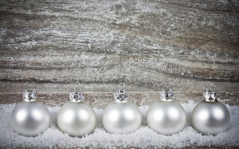 Silver Ornaments in Snow