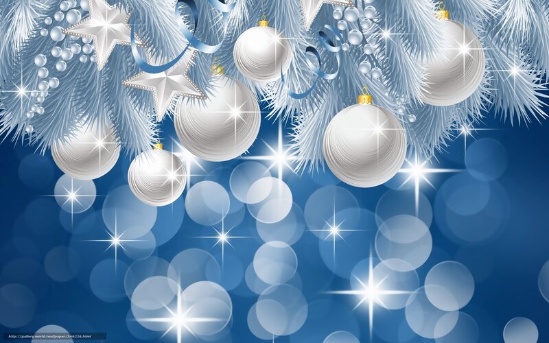 Silver Ornaments on Branches — Blue, Festive