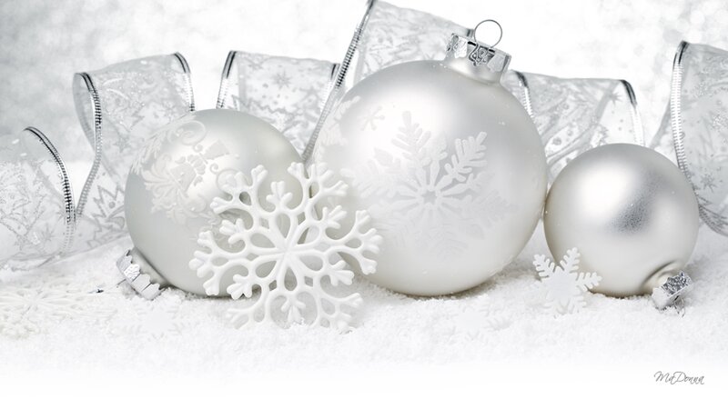 Silver Ornaments on Snow