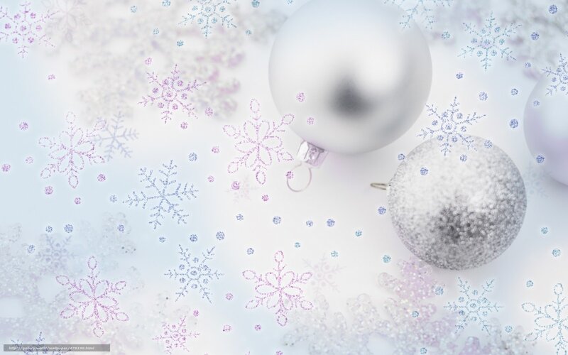 Silver Ornaments on Snowflakes — White, Festive