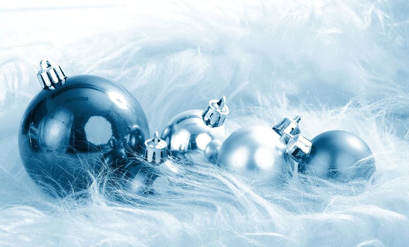 Silver Ornaments on White Fluff