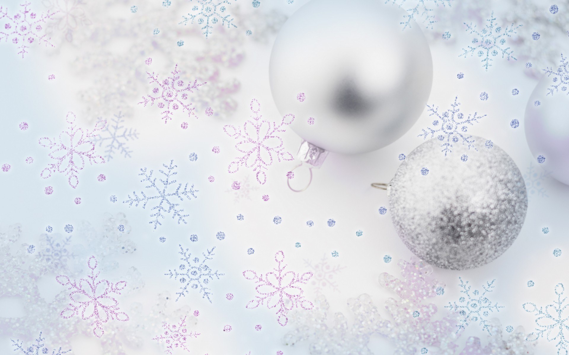 silver ornaments with snowflakes