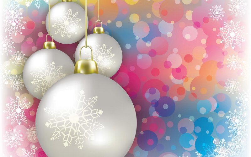 Silver Ornaments with Snowflakes — White, Festive
