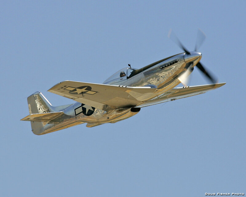 Silver P-51 Mustang Plane — Blue