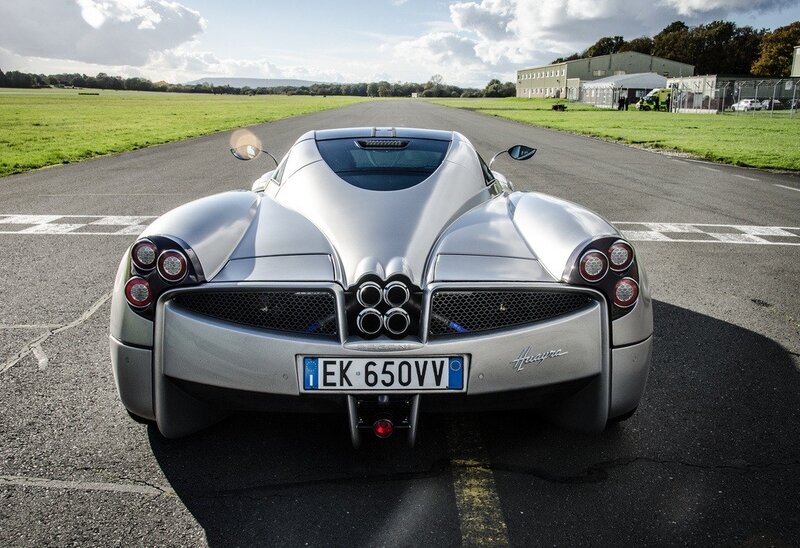 Silver Pagani Huayra — Calm, Afternoon, Photograph, Race Track