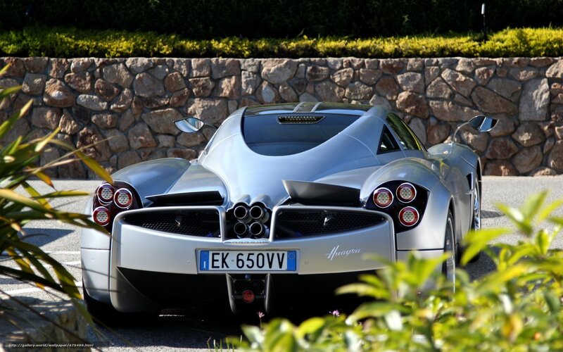 Silver Pagani Huayra — Calm, Afternoon, Photograph, Stone Wall, Plants